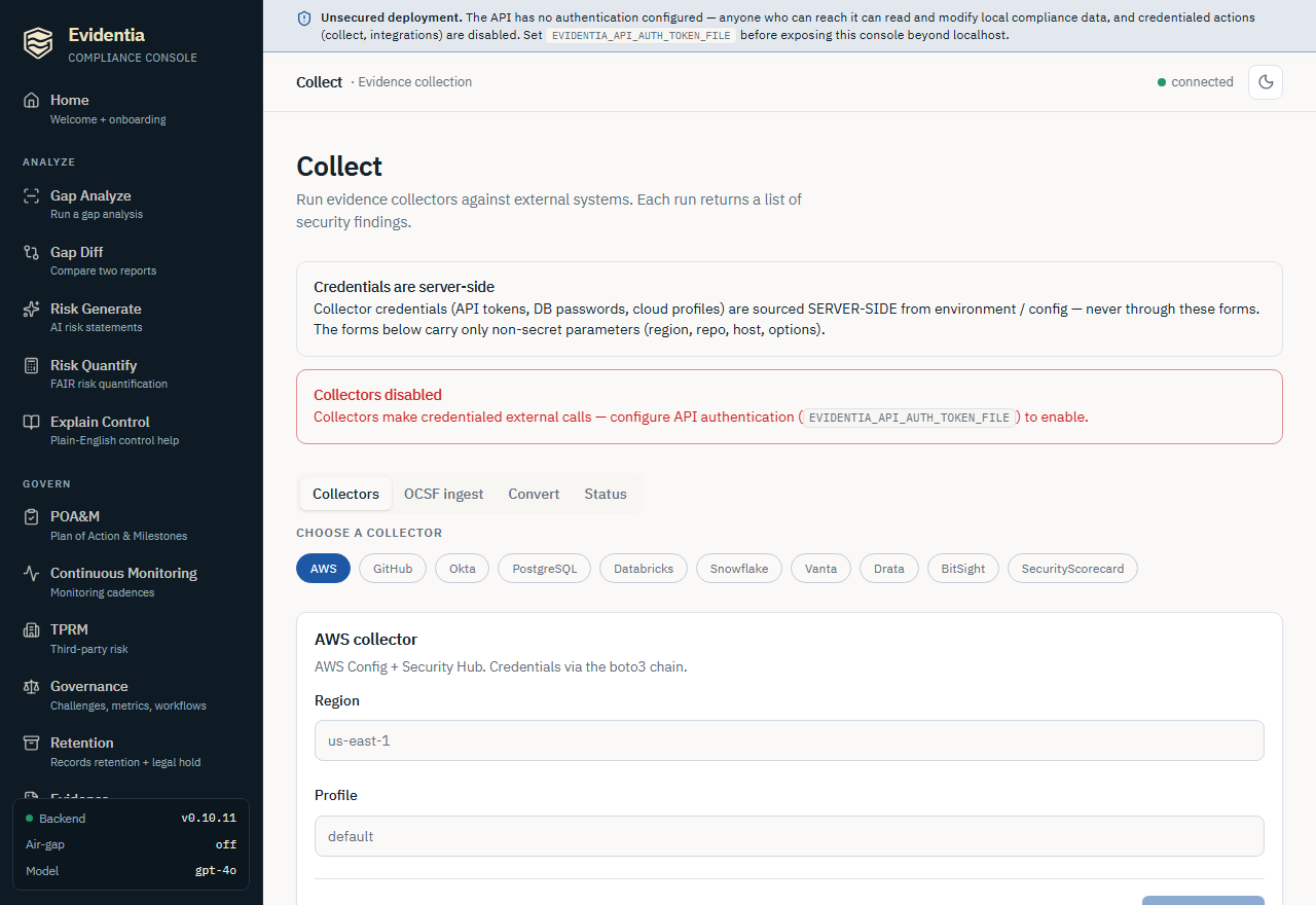 The Collect screen